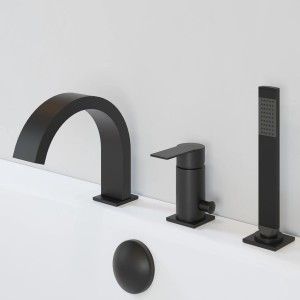 pianura Wannenarmatur in Schwarz Matt mit Brausegarnitur für die Badewanne.