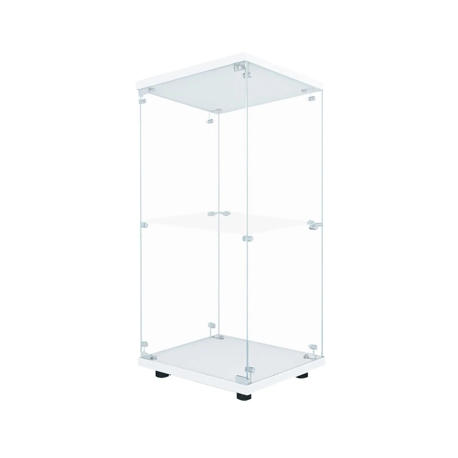 PXloue Vitrine Standvitrine mit LED-2 Lagen Glasvitrine in Weiß 40x36x86cm