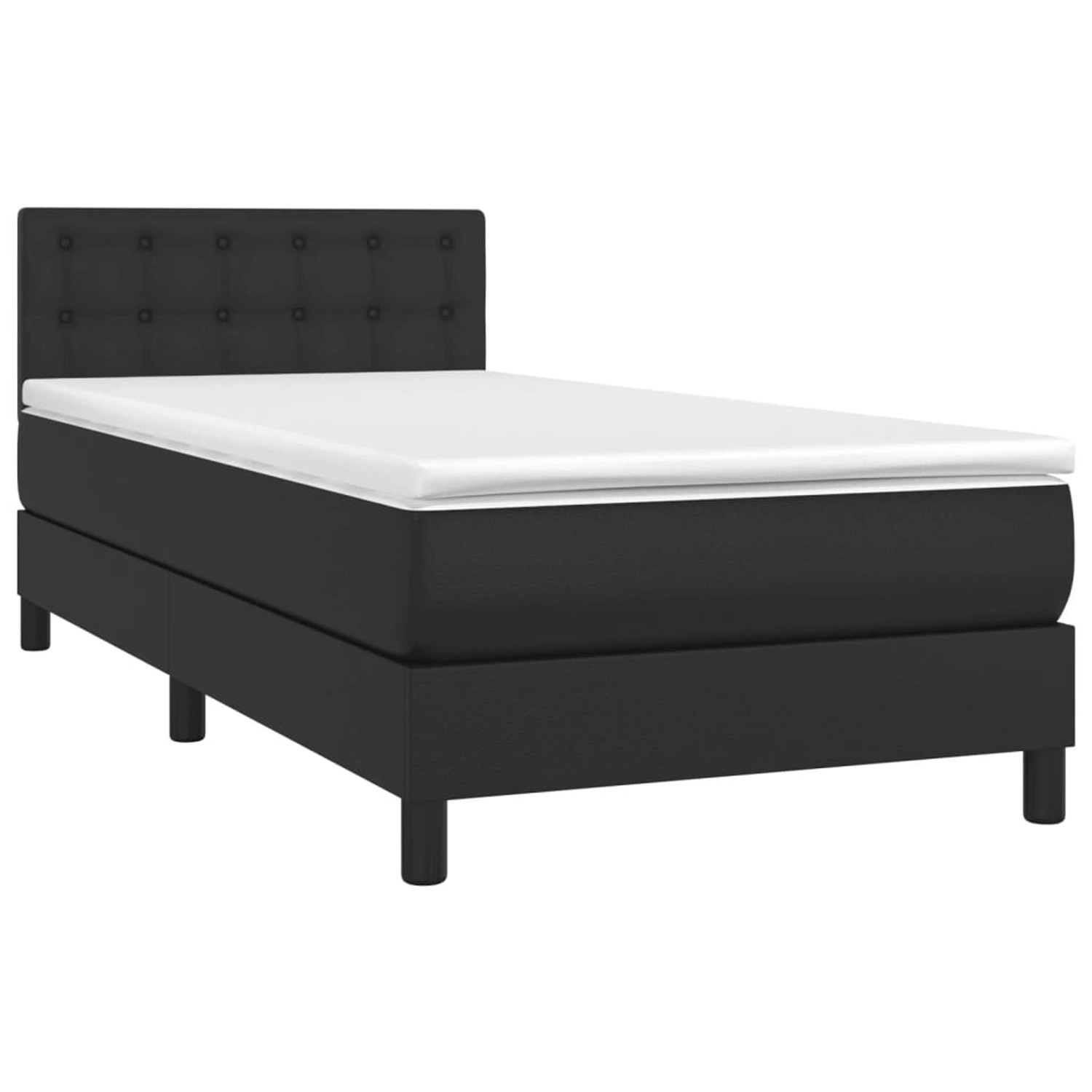 vidaXL Boxspringbett mit Matratze & LED Schwarz 90x200 cm Kunstleder 313420 günstig online kaufen