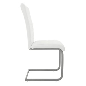 ML-Design Esszimmerstuhl, 6er Set, weißes Kunstleder, Metallgestell, Freischwinger Design.