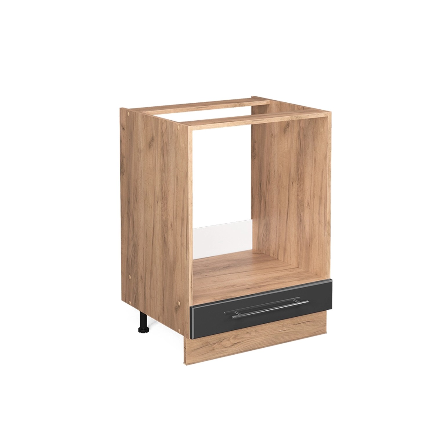 Vicco Herdumbauschrank Fame-Line Anthrazit Hochglanz/Goldkraft Eiche 60 cm günstig online kaufen