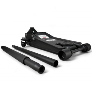 Schwarzer ViMa24 Wagenheber 3t, extra flach, mit Hebelstange. Autoheber für Wartung und Reparatur.