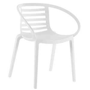 Weißer Papatya Sessel Mambo, Gartenstuhl aus Polypropylen mit Armlehne.