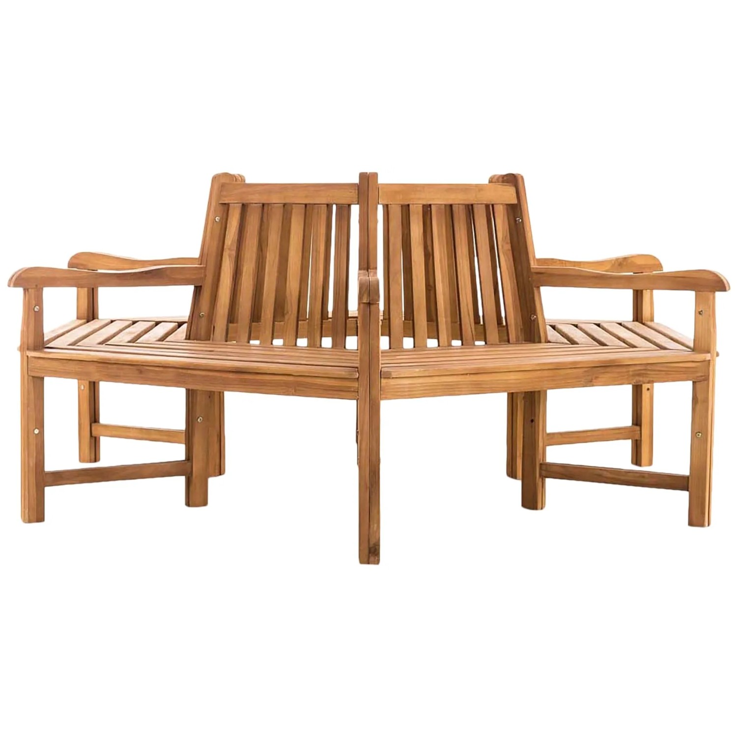 DELUKE Baumbank NEBEL Holz Teak 200x200x90cm Kreisrunde Sitzbank Mit Lehne Baumbank Gartenbank Für Baum