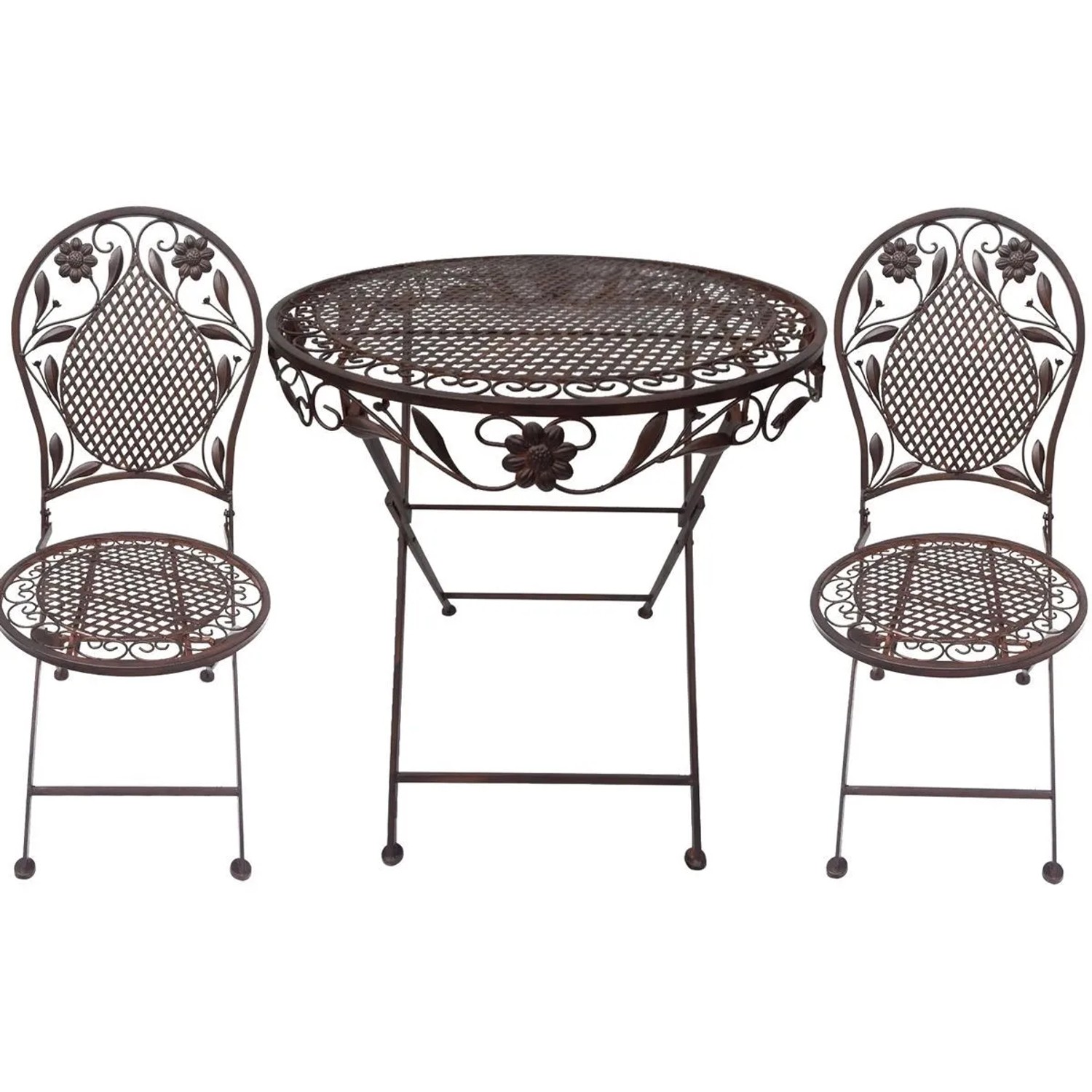 Lex Terrassen Set Gartenset Bistroset Sitzgruppe Gartenmöbel Klappbar Deko Braun 3tlg.