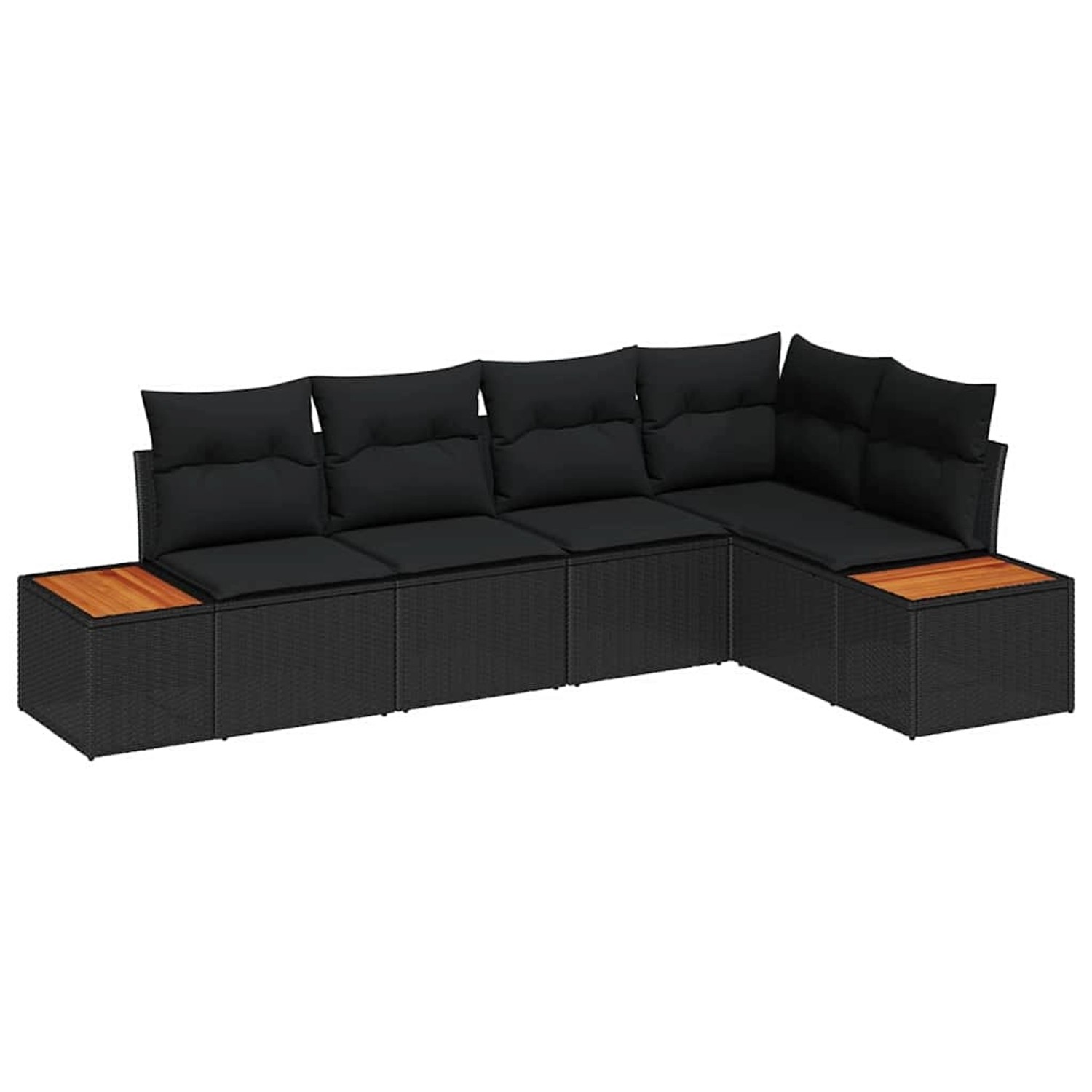 vidaXL Garten-Sofa-Set mit Kissen 5-Tlg Schwarz Poly Rattan 3348084 günstig online kaufen