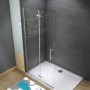 Duschparadies Walk-In Dusche mit 6mm Nano Glas und Falttür, inklusive Duschwanne.