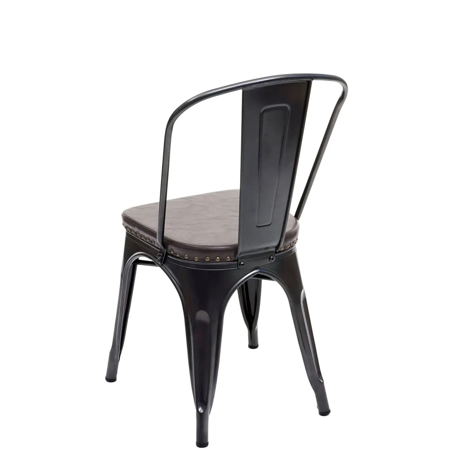 MCW Esszimmerstuhl H10e 4er Set, schwarz-braun, im Industrie-Design mit Stahlgestell.