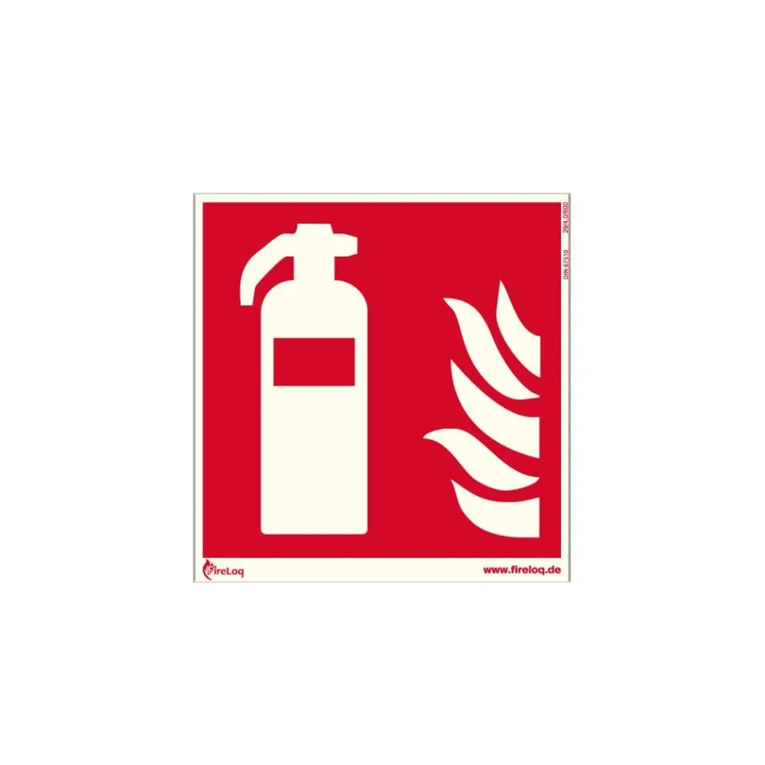 Feuerlöscher Symbol 15cm Kunststoffplatte Selbstklebend Nachleuchtend