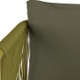 Detailaufnahme: Olivfarbenes Lounge-Set Scafford mit Seilbespannung und Kissen.