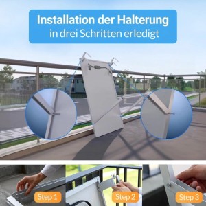 SUNSHARE Ray Lite Halterung für Balkonkraftwerk Montage in 3 Schritten.