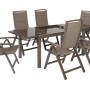 Merxx Tinetto 7-tlg. Gartenmöbel-Set mit Ausziehtisch und 6 Klappsesseln.