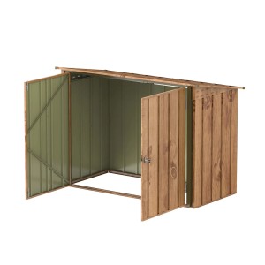 Offene Duramax Fahrradgarage (2x1m) in Holzoptik Braun. Gartenhaus zur sicheren Fahrradaufbewahrung.