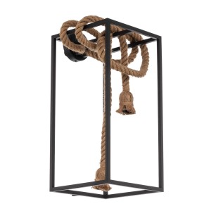 Lucande Wandleuchte Wandlampe Innen Vlados 9628536 Retro Vintage Antik in Schwarz aus Metall 2-flammig E27 Wohnzimmerleuchte