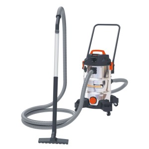 DeTec. Schlammsauger Strahlemann 35L mit Teichpumpe. Silberner Nass- & Trockensauger für Gartenteich-Reinigung.