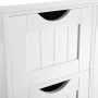 Detailansicht: Weißes Vasagle Sideboard mit 4 Schubladen.