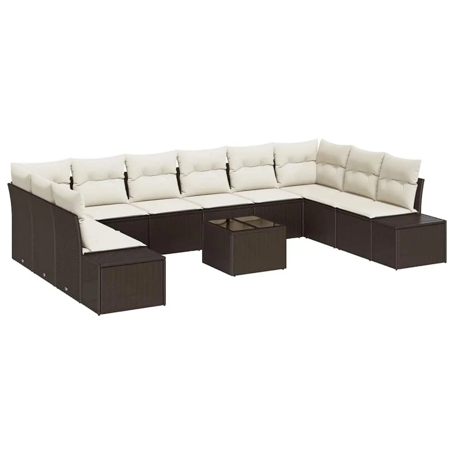 vidaXL Gartensofa-set mit Kissen 10-Tlg Braun und Creme Poly-Rattan 3355917 günstig online kaufen
