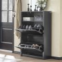 Schwarzer SoBuy Schuhkipper FSR87-SCH mit zwei Klappen und Ablagefach für Schuhe und Accessoires.
