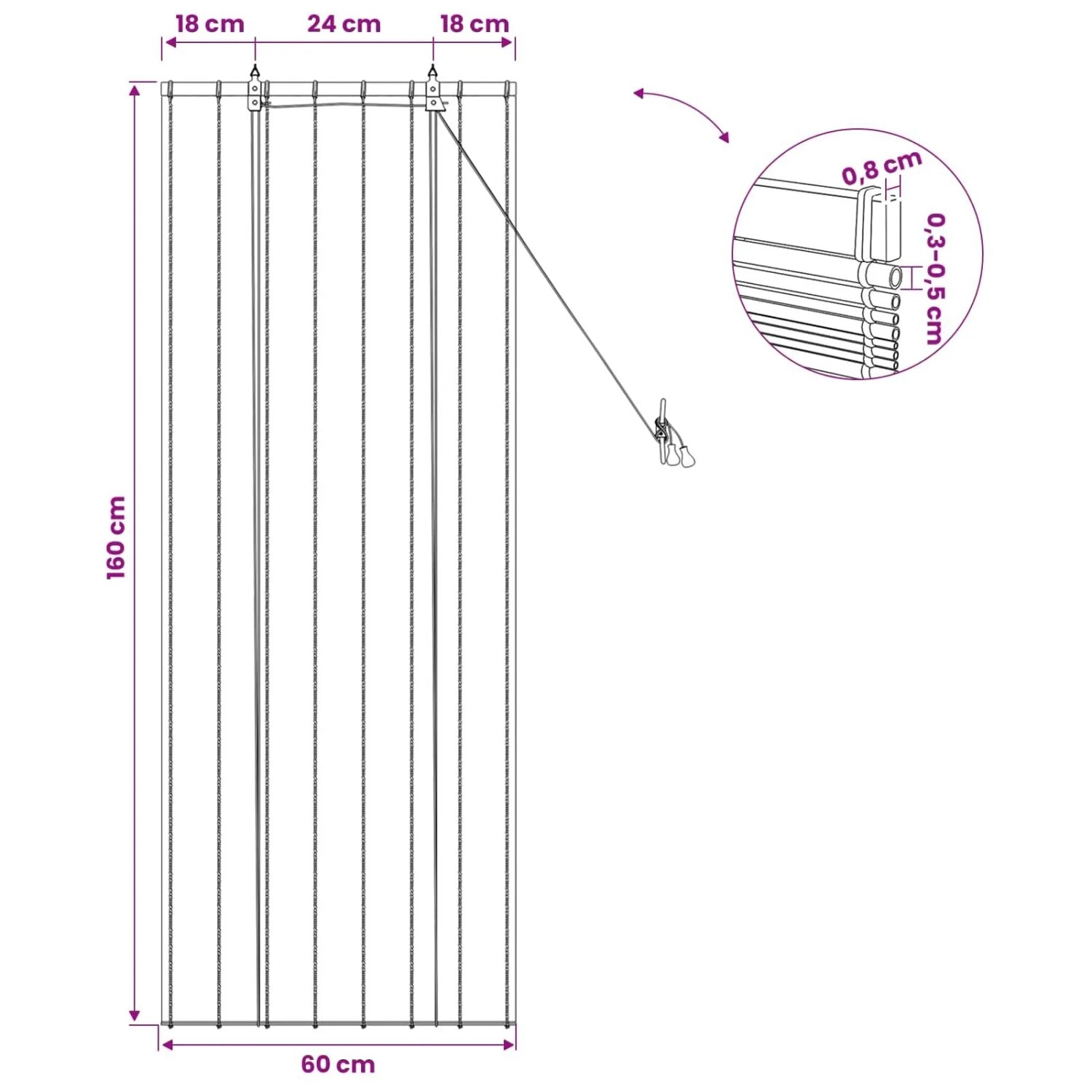 vidaXL Rollo Natur 60 x 160 cm Schilf 42034643