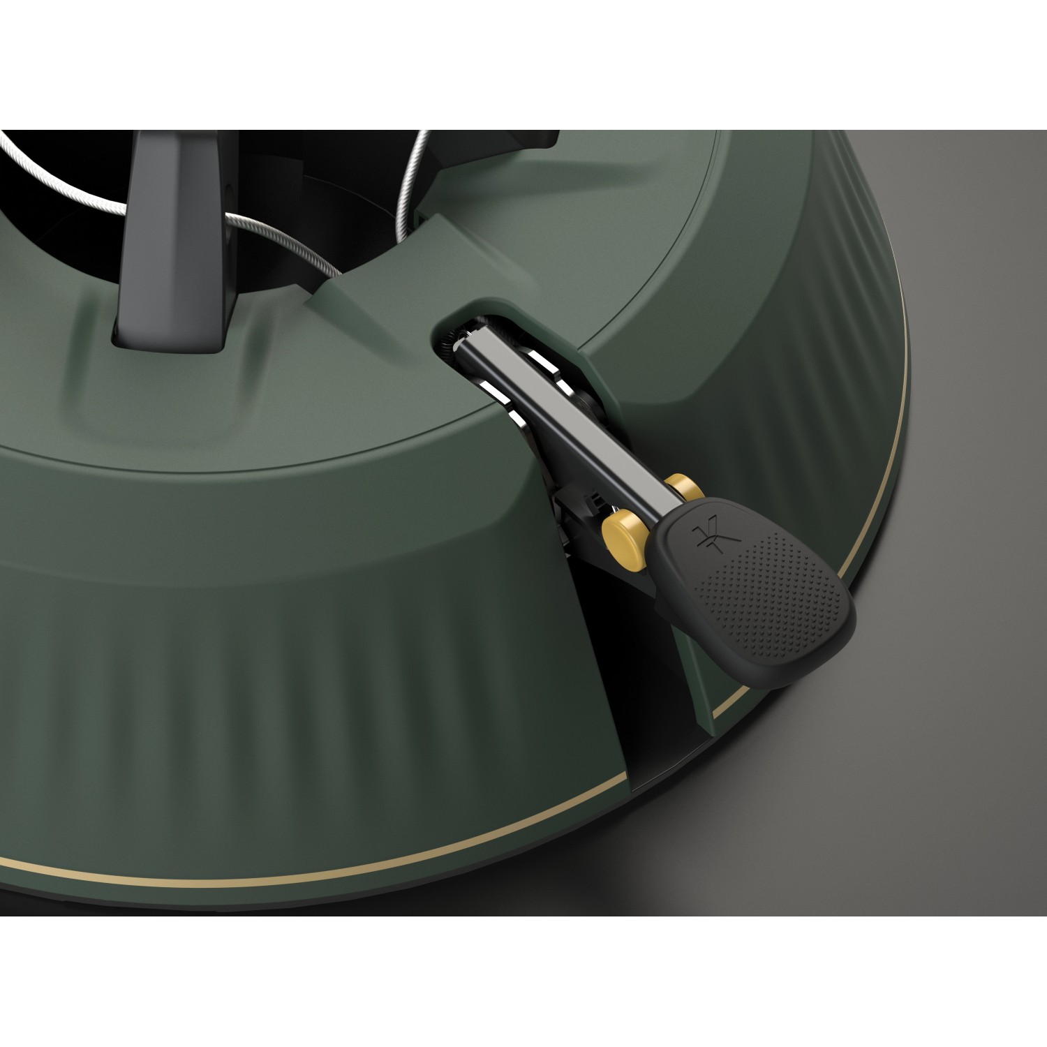 Krinner Christbaumständer X-240 in Grün mit Pedal und Wasserstandsanzeige.