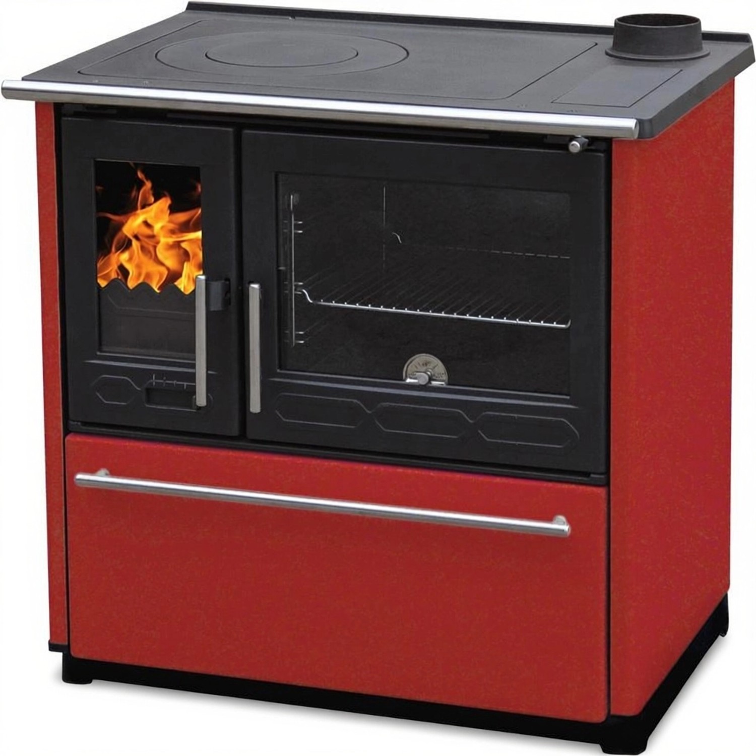 Plamen Küchenofen Holzherd 850 Glas Rot Rechte Version und 8 kW günstig online kaufen