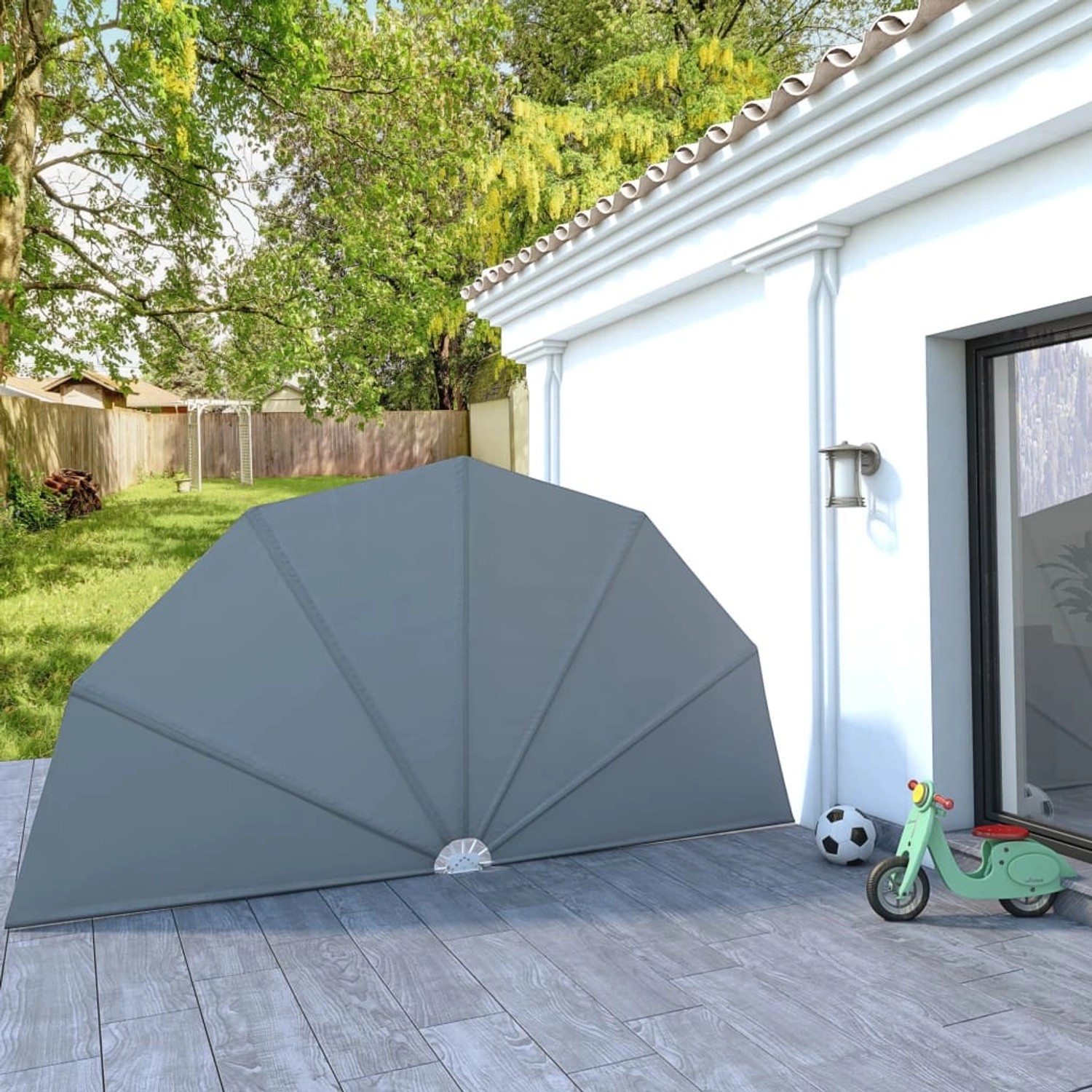 furnicato Faltbarer Terrassen-Seitenfächer Grau 200 cm günstig online kaufen