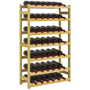 HOMCOM Weinregal aus Holz für 42 Flaschen auf 7 Ebenen, Natur.