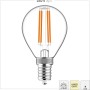 Klares E14 LED-Leuchtmittel Globe G45 mit Filament, 4,5W, warmweiß.