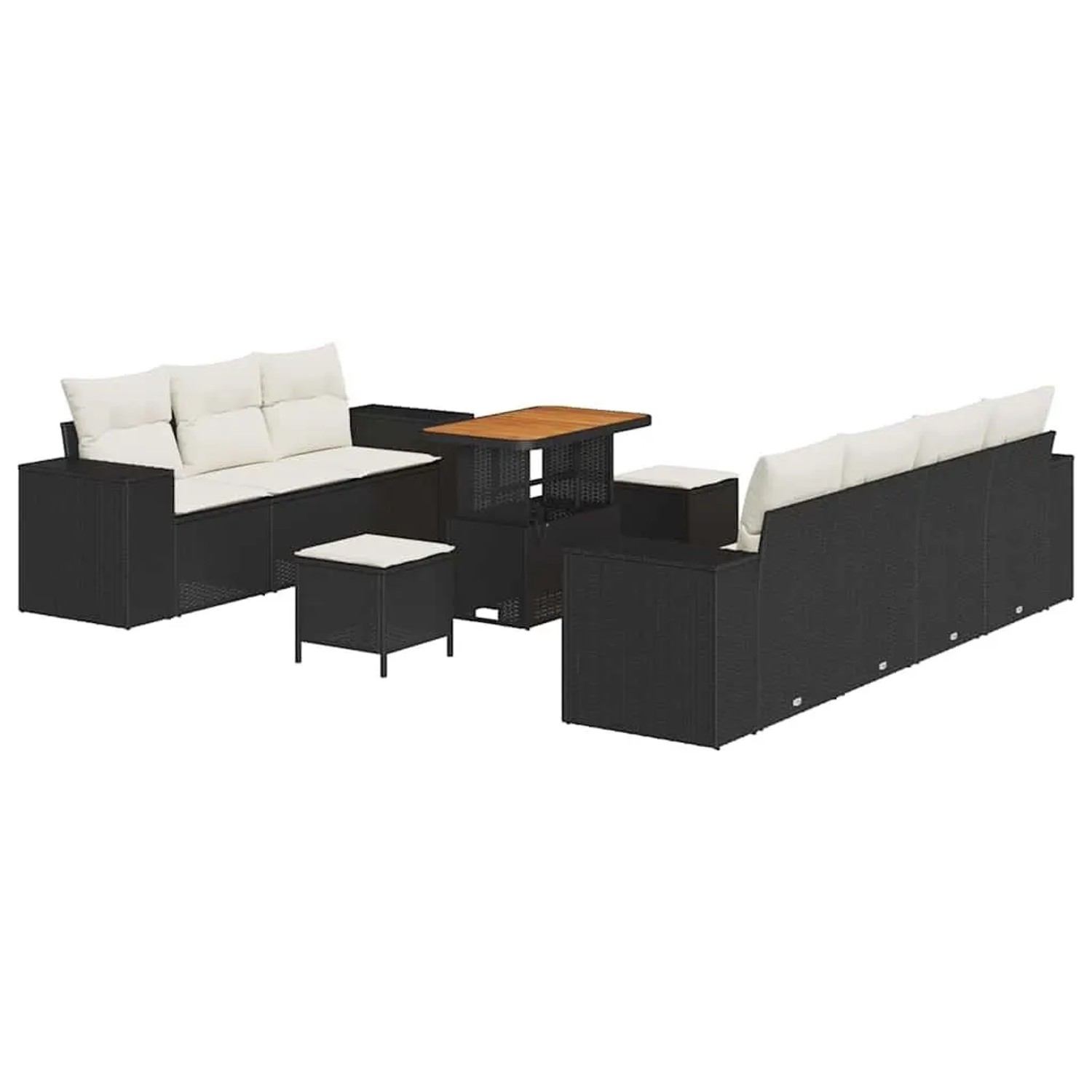 vidaXL Gartensofa-set mit Kissen 10-Tlg Schwarz und Creme Poly-Rattan 33639 günstig online kaufen
