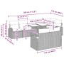 vidaXL Garten-Sofa-Set 9-teilig, grau, Poly Rattan, mit Maßangaben.