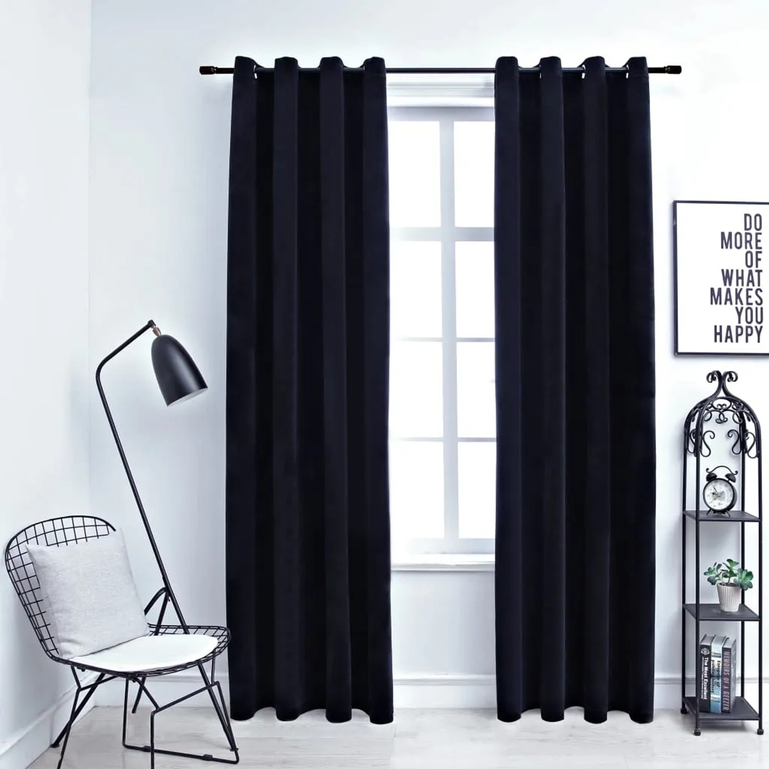 vidaXL Verdunkelungsvorhänge Schwarz Ösen 140 x 225 cm Samt kaufen bei OBI