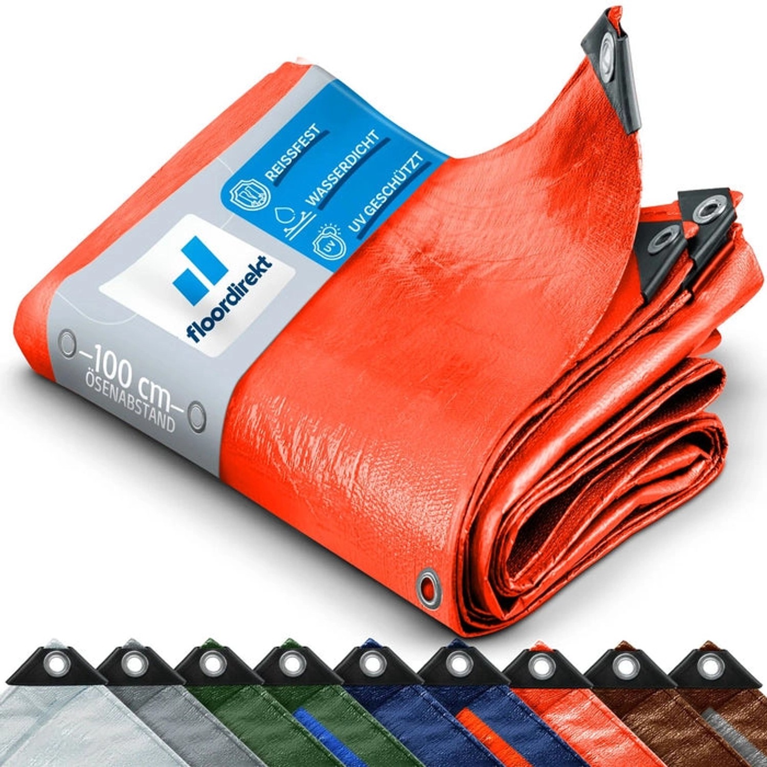Karat Abdeckplane Wasserdichte Plane mit Ösen Schutzplane 140 g/m² 2 x 3 m Orange_5
