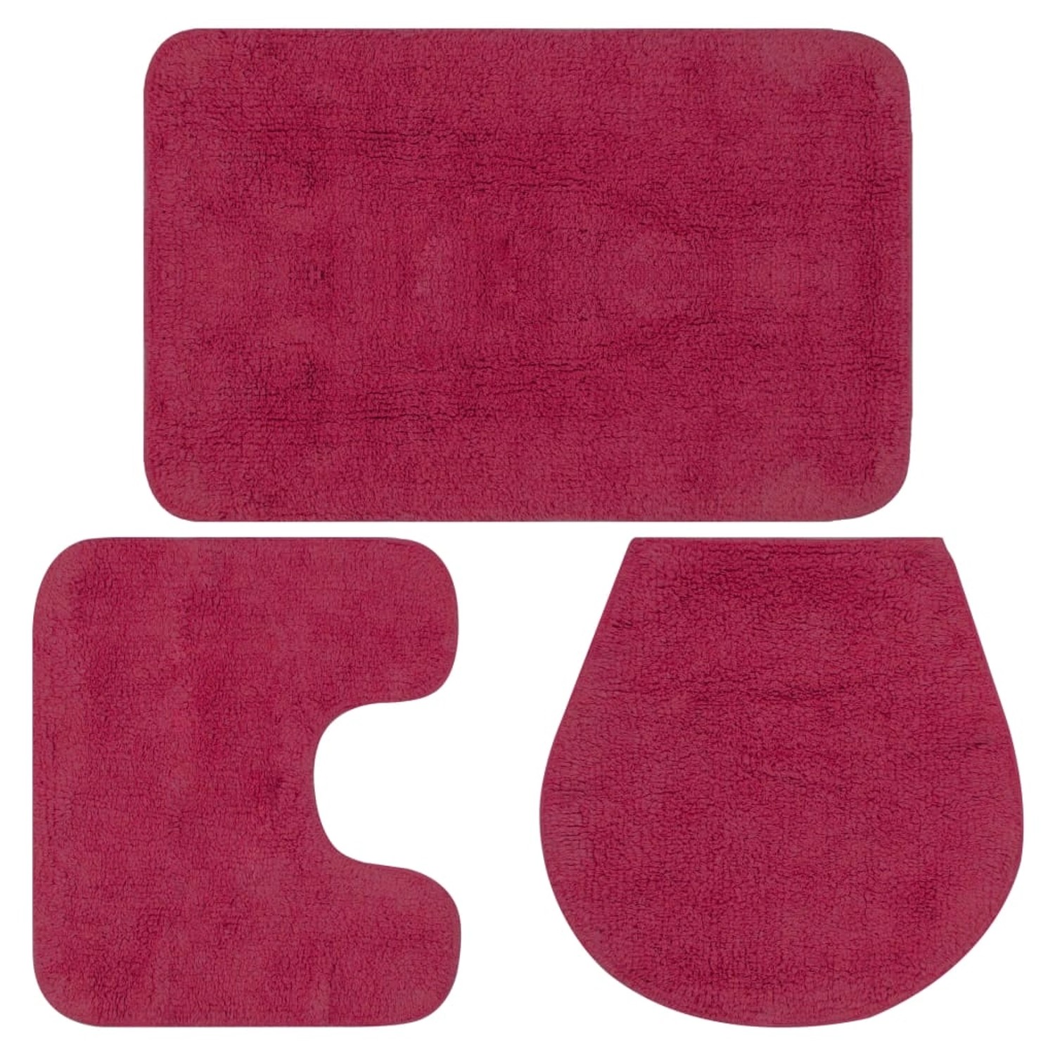 vidaXL Badematten-Set 3-Tlg Stoff Fuchsia