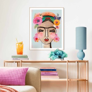 Gerahmtes, mehrfarbiges Bild "Colourful Face" von Reinders, 50x40 cm, für Wohnzimmer.