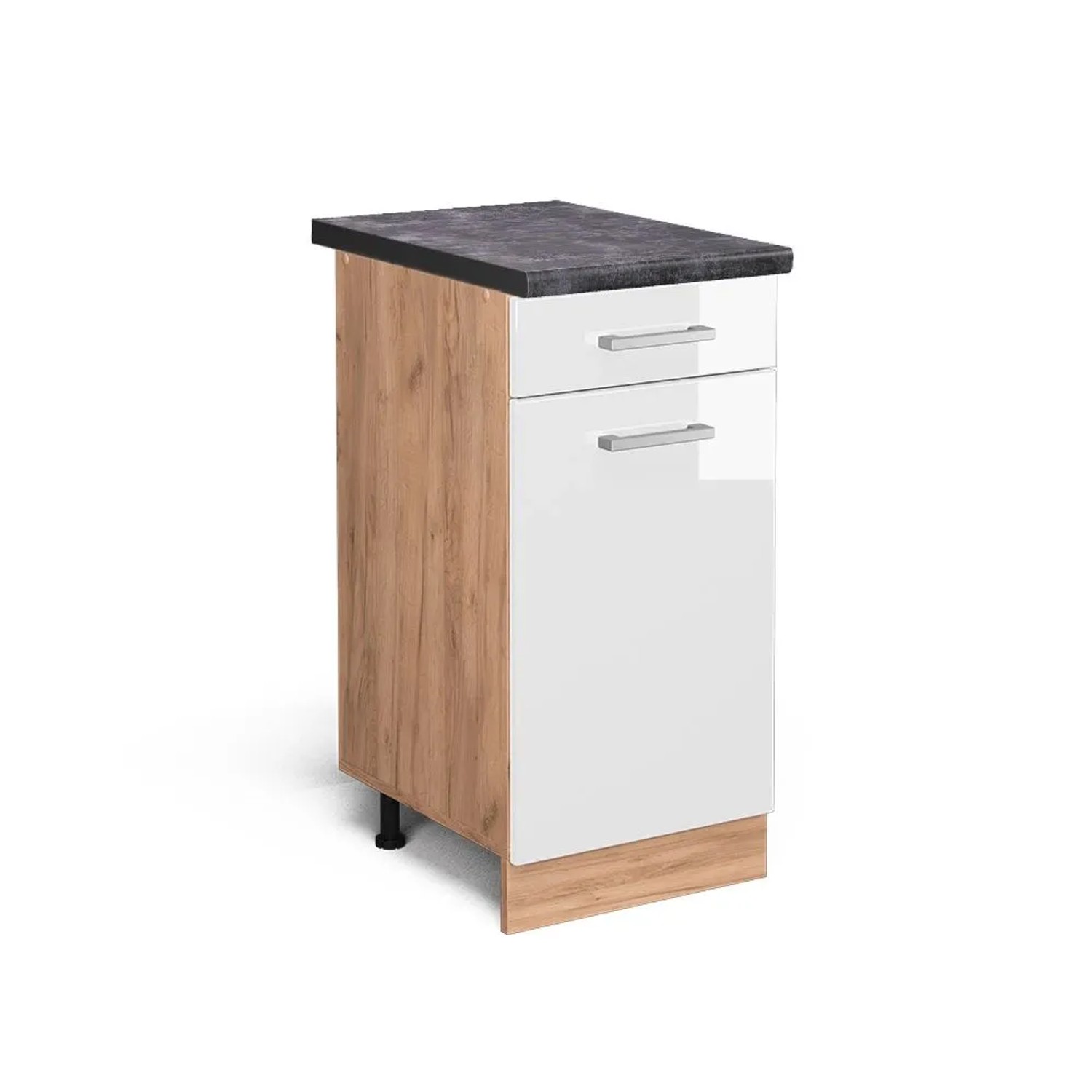 Vicco Küchenunterschrank R-Line Weiß Hochglanz Goldkraft Eiche 40 cm AP Anthrazit