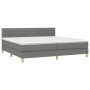 Dunkelgraues vidaXL Boxspringbett 200x200 cm mit Matratze und Kopfteil.