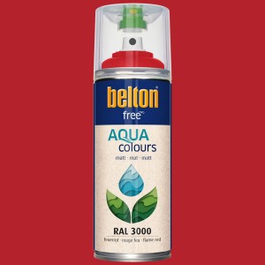 Belton Free AQUAcolours Buntlack RAL 3000 Feuerrot matt, 400ml Dose.