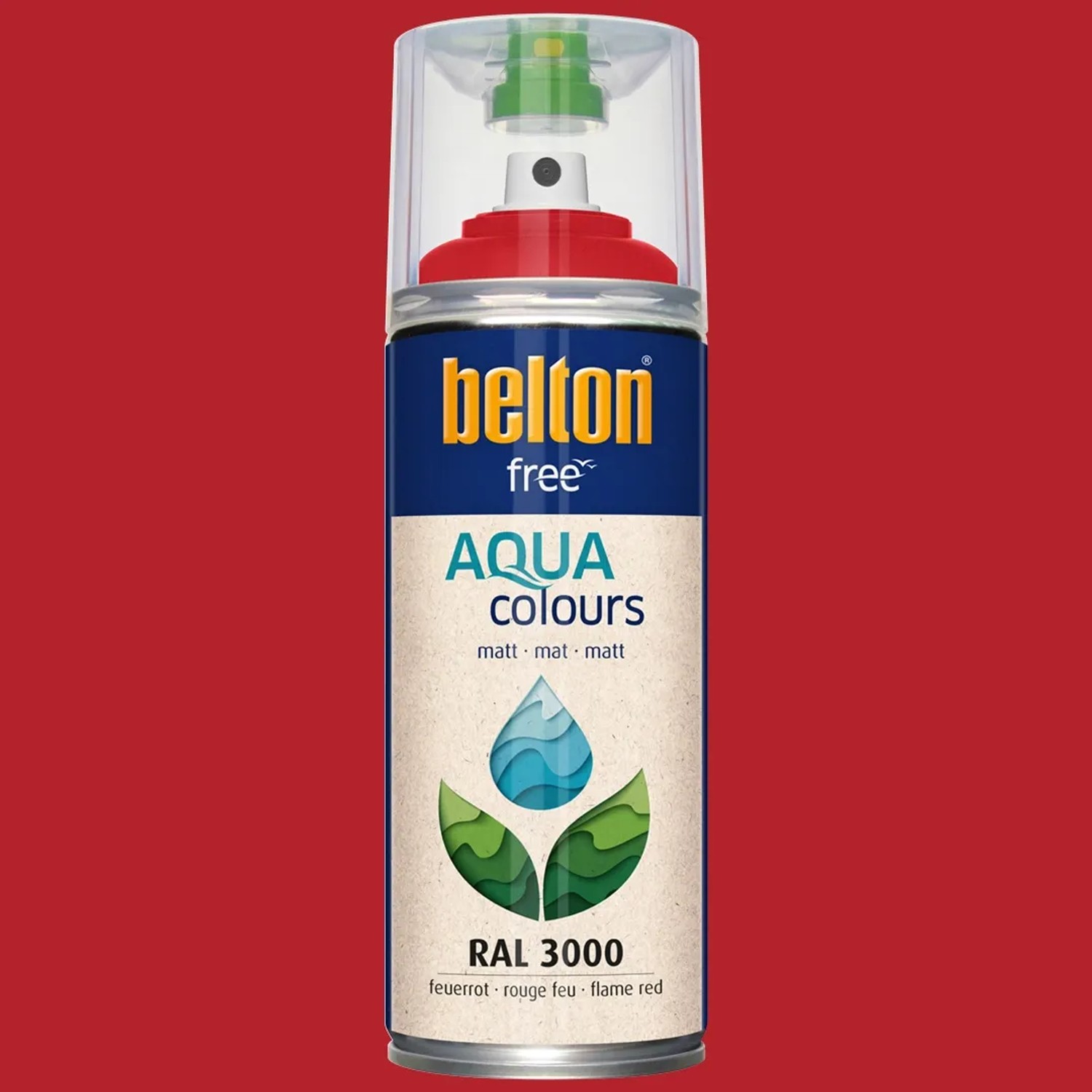 Belton Free AQUAcolours Buntlack RAL 3000 Feuerrot matt, 400ml Dose.