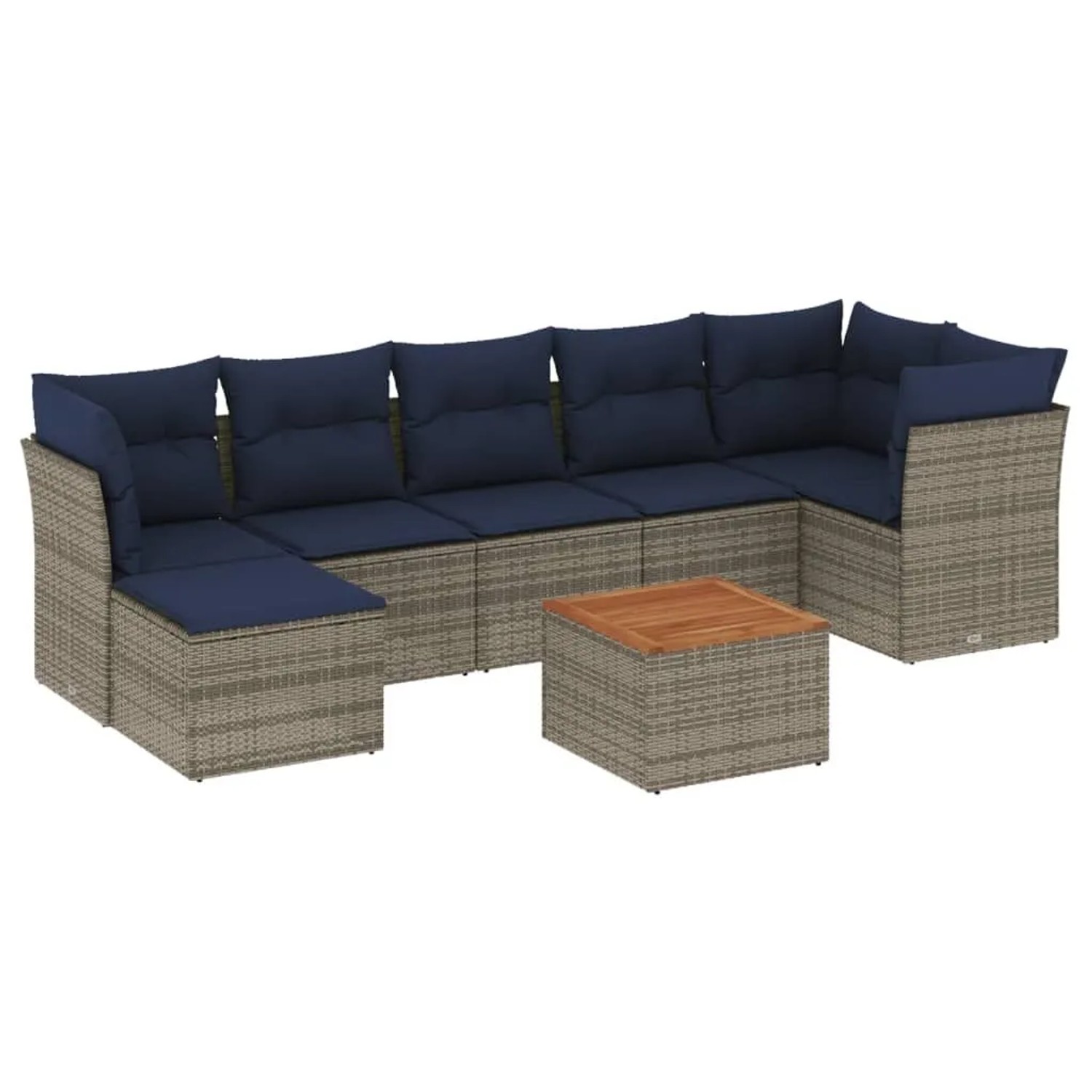 vidaXL 8-Tlg Gartensofa-Set mit Kissen Grau Polyrattan 3256089 günstig online kaufen