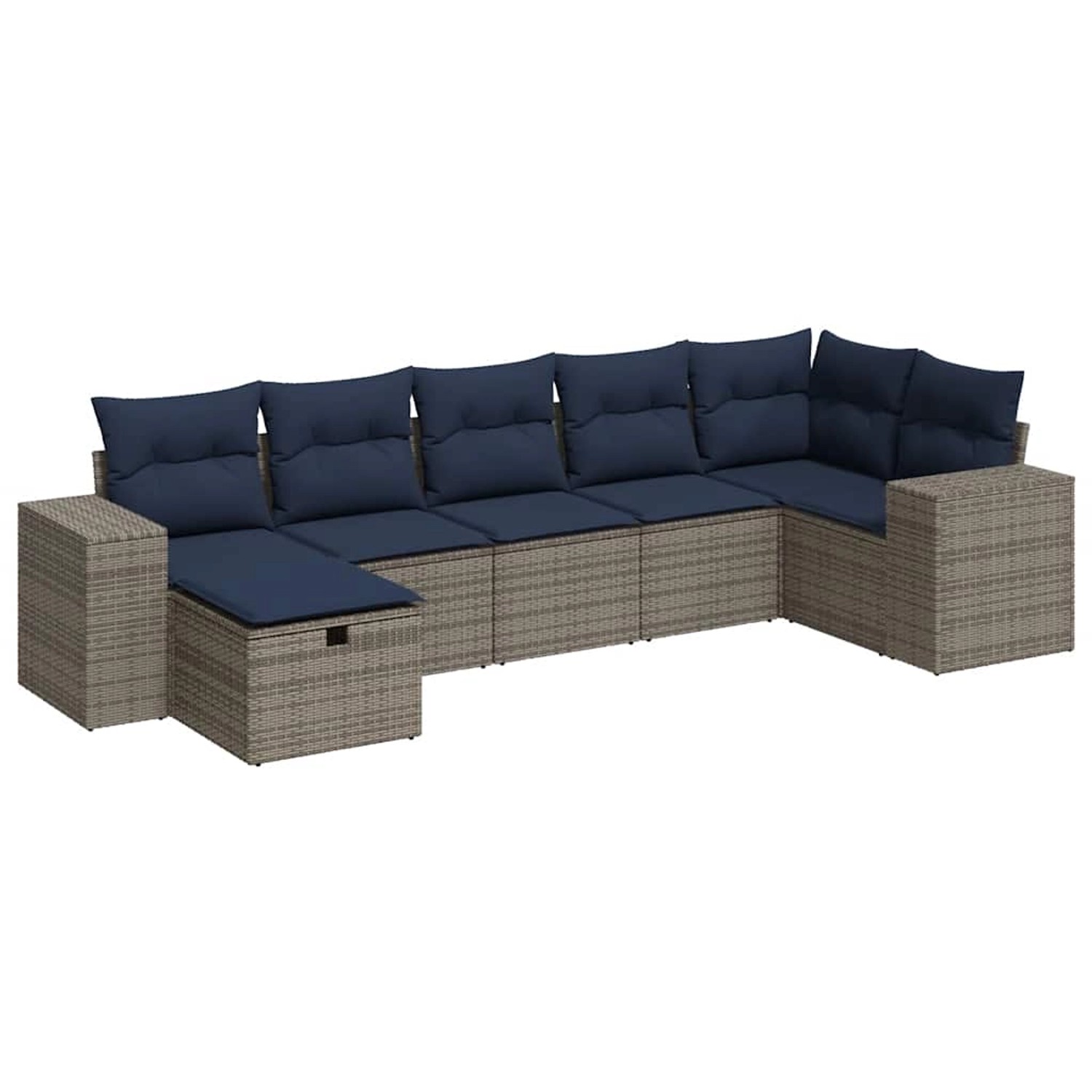 vidaXL 7-Tlg Garten-Sofagarnitur mit Kissen Grau Poly Rattan 3325707 günstig online kaufen