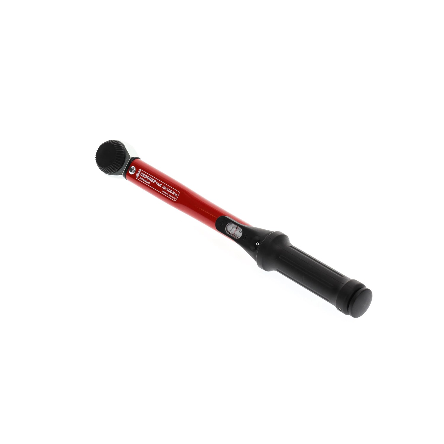 Gedore Drehmomentschlüssel R68900100, 20-100 Nm, mit rotem Griff und schwarzem Handgriff.