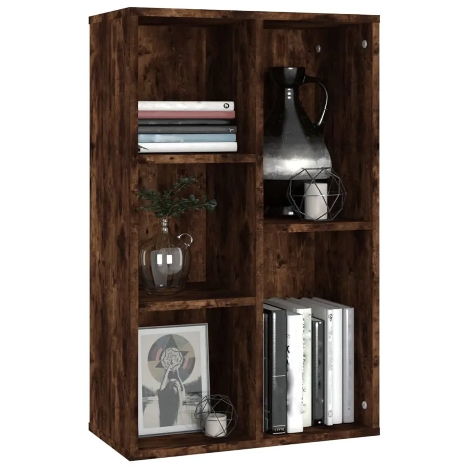 VidaXL Bücherregal/Sideboard in Räuchereiche, 50x25x80 cm, Holzwerkstoff mit 5 Fächern.