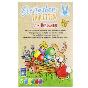 Eierfarben-Tabletten zum Heißfärben, 5 Farben für bunte Ostereier.