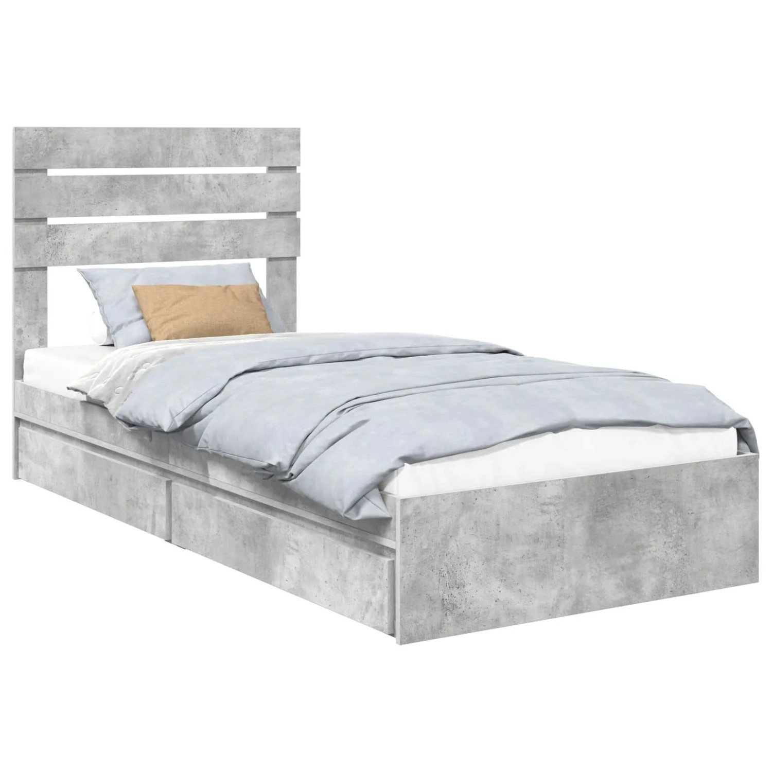 vidaXL Stauraumbett Betongrau 90 x 190 cm Holzwerkstoff 3411601 günstig online kaufen