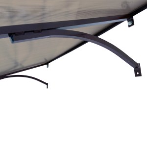 STARKEDACH Vordach Straight T-160, brauner Aluminiumrahmen mit Polycarbonatbeschichtung.