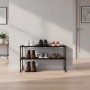 Relaxdays Schuhregal Metall Schwarz Stapelbar Stecksystem 4 Ebenen 72 cm x 117 cm x 30 cm_3