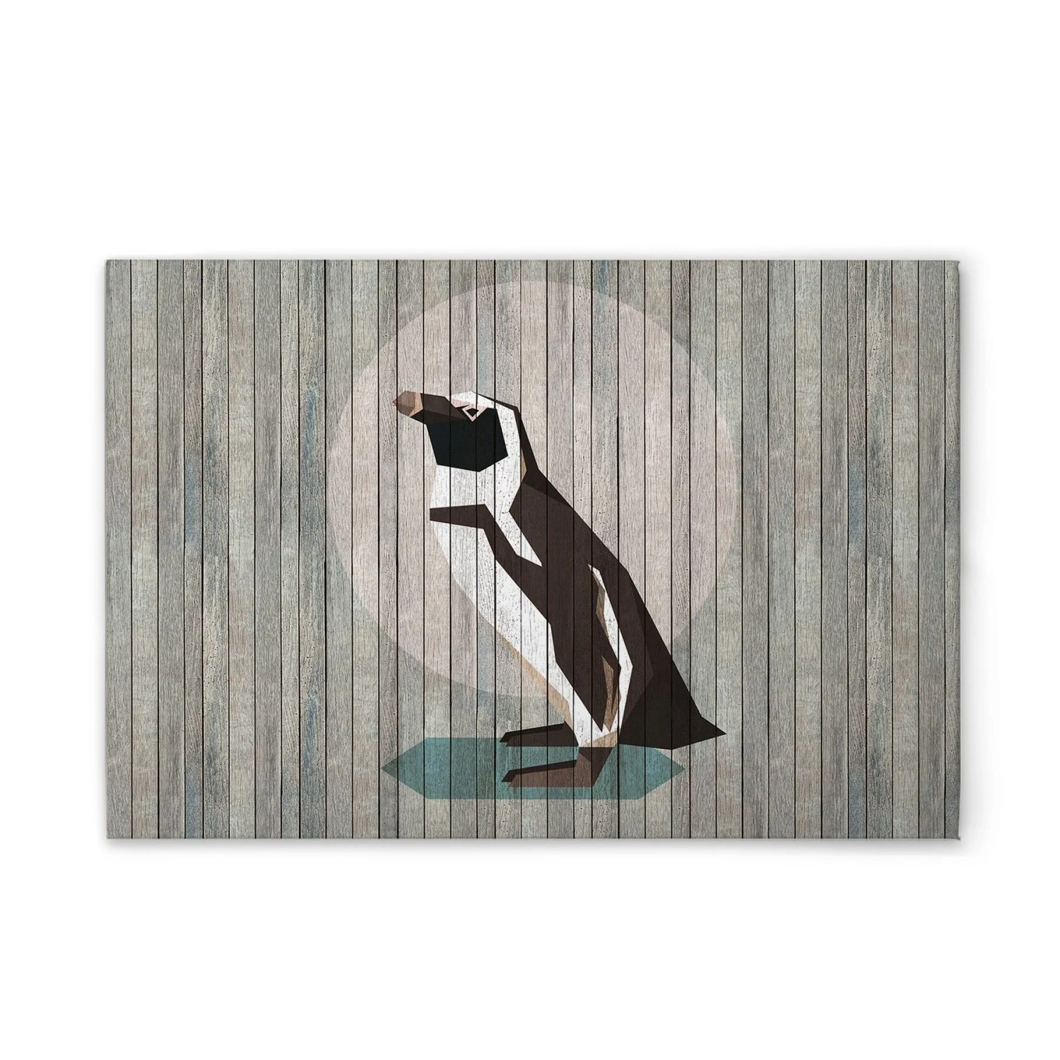 Tadessi Leinwandbild - M1-No.50965 - Holzoptik Pinguin - 120 x 80 cm - Hochformat