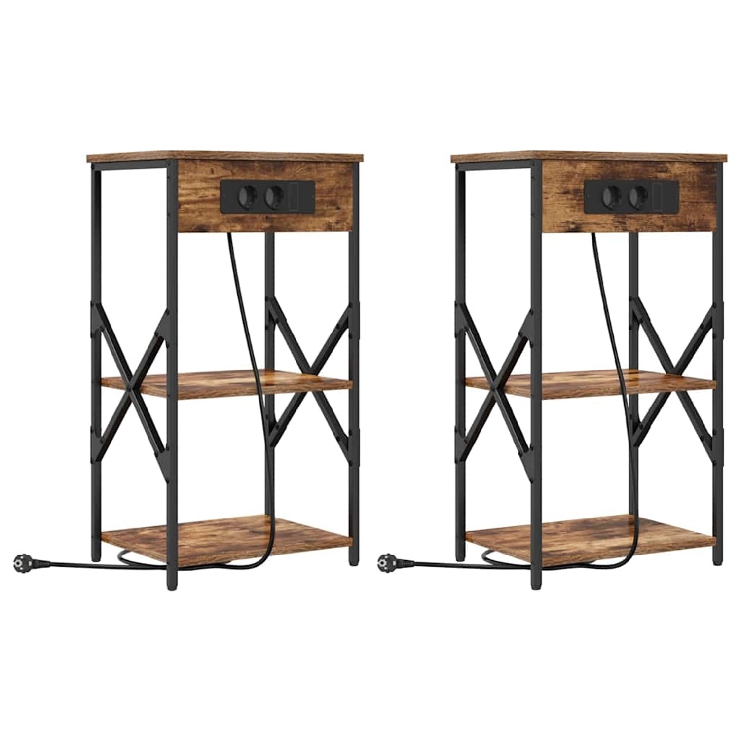 vidaXL Nachttisch 2 Stk Räuchereiche 41 x 31 x 76 cm Holzwerkstoff 859530 günstig online kaufen