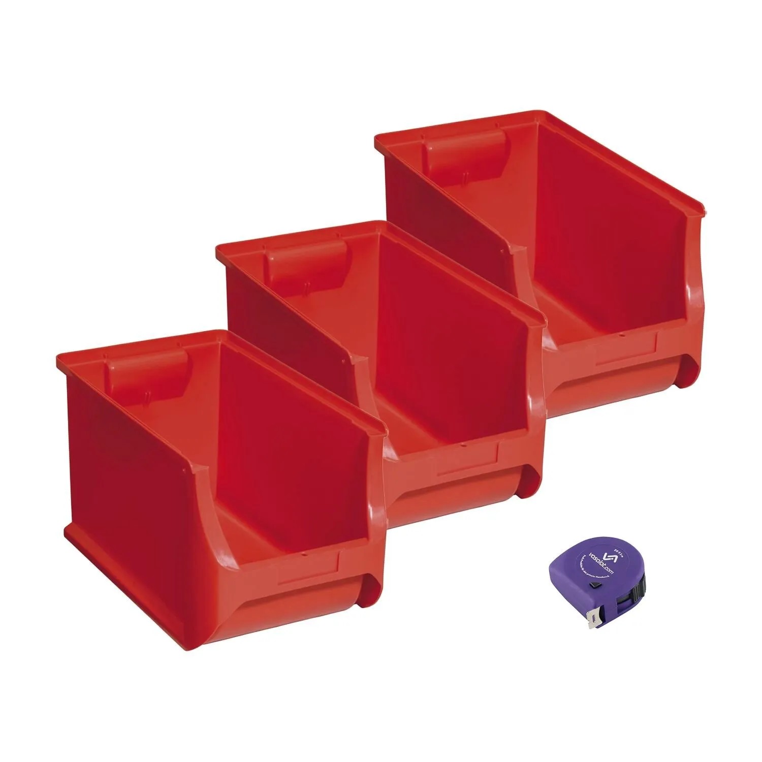 vasalat Set Stapelboxen Größe 4H 355x205x200 mm Rot 3 Stück