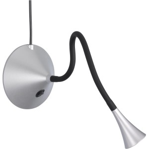 Silberne LED-Tischleuchte Viper mit flexiblem Hals für Schreibtisch oder Wand.